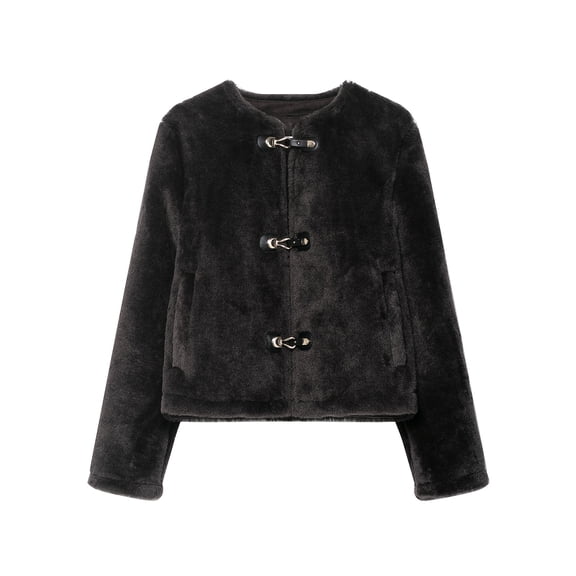 Women's Fashionable and Simple Double-sided Rope Knot Long-sleeved Jacket Black XS