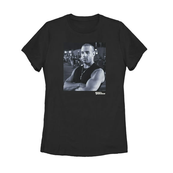 Women's Fast & Furious Domscale Portrait  Graphic Tee Black Small