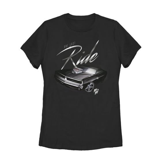 Women's Fast & Furious One Last Ride Cursive Graphic Tee Black X Large