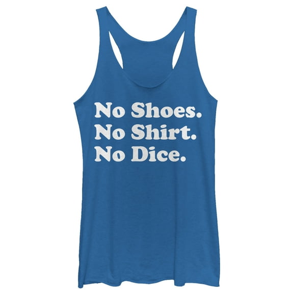 Women's Fast Times at Ridgemont High No Shirt No Dice Racerback Tank Top Royal Blue Heather 2X Large
