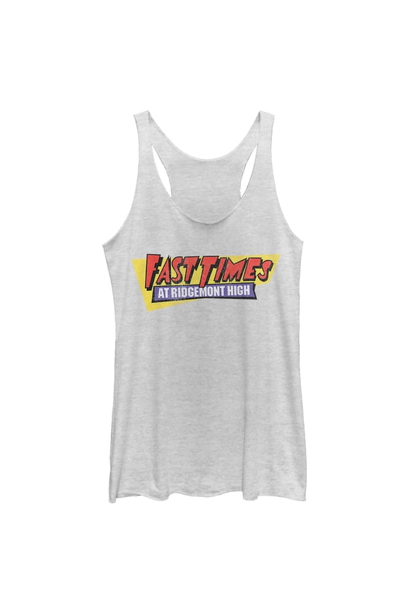 Women's Fast Times at Ridgemont High Retro Logo Racerback Tank Top White Heather Large