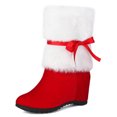 thumbnail image 1 of Women's Boot Furry Fluffy Short Snow Boot Mid-Calf Boots Warm Comfortable Outdoor Flat Shoes,Color:RD2,Size:5.5, 1 of 8
