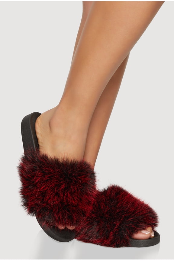 Women's Faux Fur Band Slide Sandals