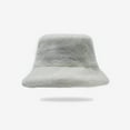 thumbnail image 1 of Women's Faux Fur Bucket Hat, Winter Plush Fisherman Cap with Soft Pile Lining, Crushable Warm Hat for Skiing and Travel, Fuzzy Insulated Bucket Hat for Cold Weather Activities - White, 1 of 7