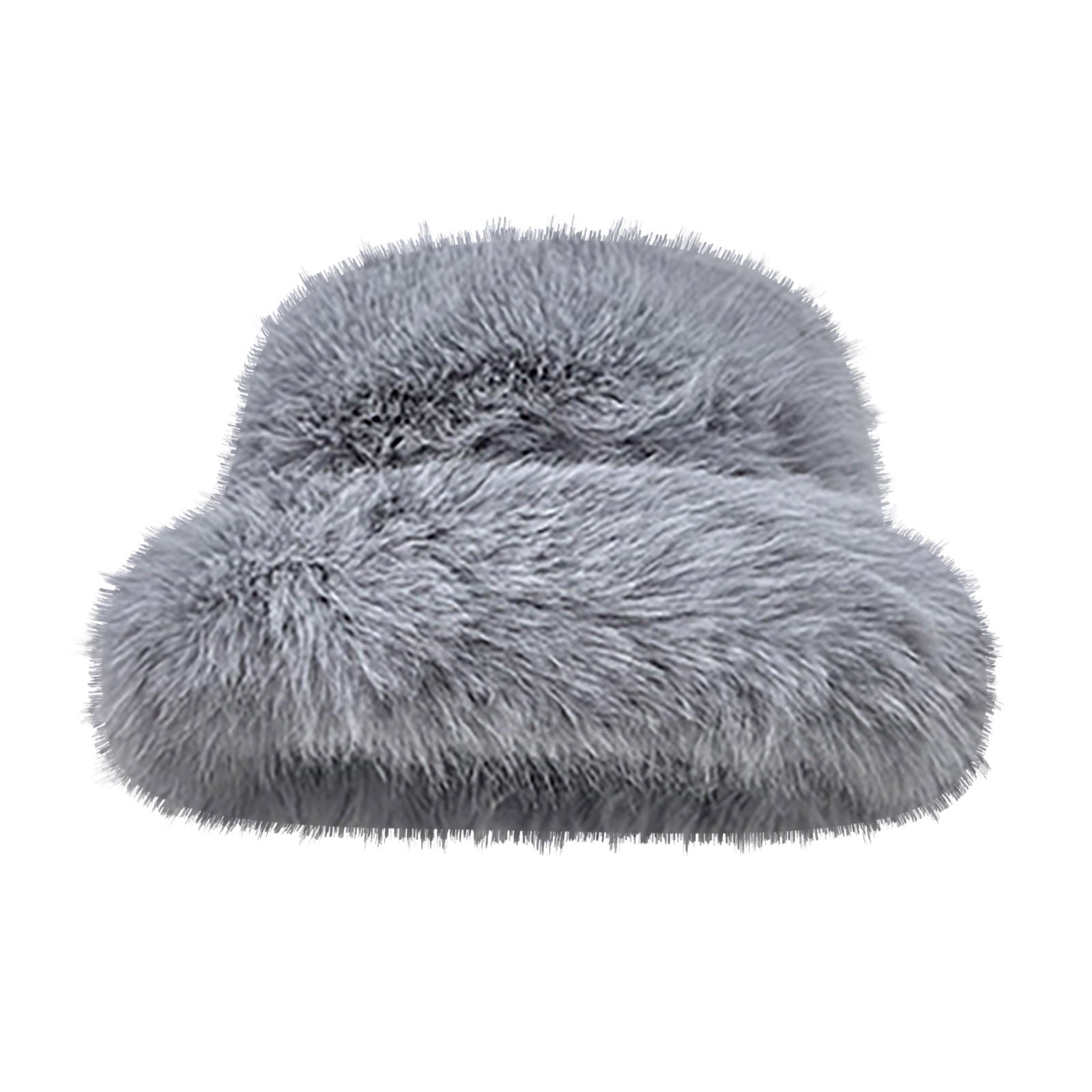 Faux Fur Bucket Hat Fluffy Winter Wide Brim Fisherman Cap Bucket Fuzzy Hat for Women Winter Furry Plush Faux Fur Hats  main image 3