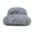 thumbnail image 1 of Women's Faux Fur Bucket Hats Fluffy Winter Warm Wide Brim Fisherman Cap Gray, 1 of 2