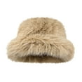 thumbnail image 1 of ZQUUVOU Women's Faux Fur Bucket Hats Fluffy Winter Warm Wide Brim Fisherman Cap Khaki, 1 of 2