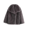 thumbnail image 1 of Women's Faux Fur Coat Faux Fur Jacket Long Sleeve Lapel Furry Winter Jackets Parka Short Coat Dark Gray S, 1 of 5