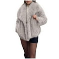 thumbnail image 1 of Women's Faux-Fur Coat Fluffy Faux-Fur Jacket Long Sleeve Lapel Furry Winter Jackets Shaggy Short Coat with Pockets, 1 of 5