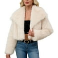 thumbnail image 1 of Women's Faux Fur Coat Long Sleeve Fluffy Shaggy Jacket Lapel Casual Winter Warm Coat Outwear 2025, 1 of 6