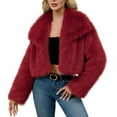 thumbnail image 1 of Women's Faux Fur Coat Long Sleeve Lapel Shaggy Winter Jacket Luxury Warm Furry Open Front Outerwear, 1 of 7