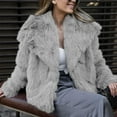 thumbnail image 1 of Women's Faux Fur Coat, Plush Textured Short Jacket, Lapel Collar Cropped Length, Thickened Warm Overcoat, Luxurious Winter Outerwear, Open Front Style Light Ashy L, 1 of 8