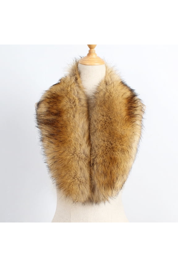 Women's Faux Fur Collar Neck Warmers for Women Wolf Scarf Deer Costume Accessories Cave Woman Accessories with Hidden Button