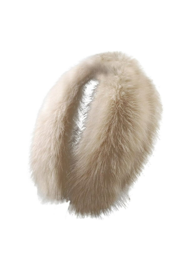 Women's Faux Fur Collar Scarf, Detachable Winter Fur-Look Neck Wrap, Plush Shawl Collar for Coats and Jackets, Warm Fake Fur Stole for Women, Elegant Evening Wear Accessory Beige