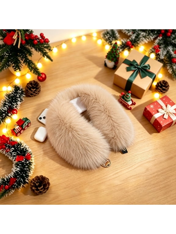 Women's Faux Fur Collar Scarf Wrap Plush Muffler Collar Trim Warm Fluffy Scarf Neck Hood for Women Winter Coat Dress Party Clothing by Duoif