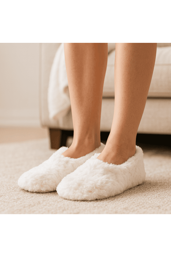 Women's Faux Fur Cozy Pull-On Slipper Socks with Grippers