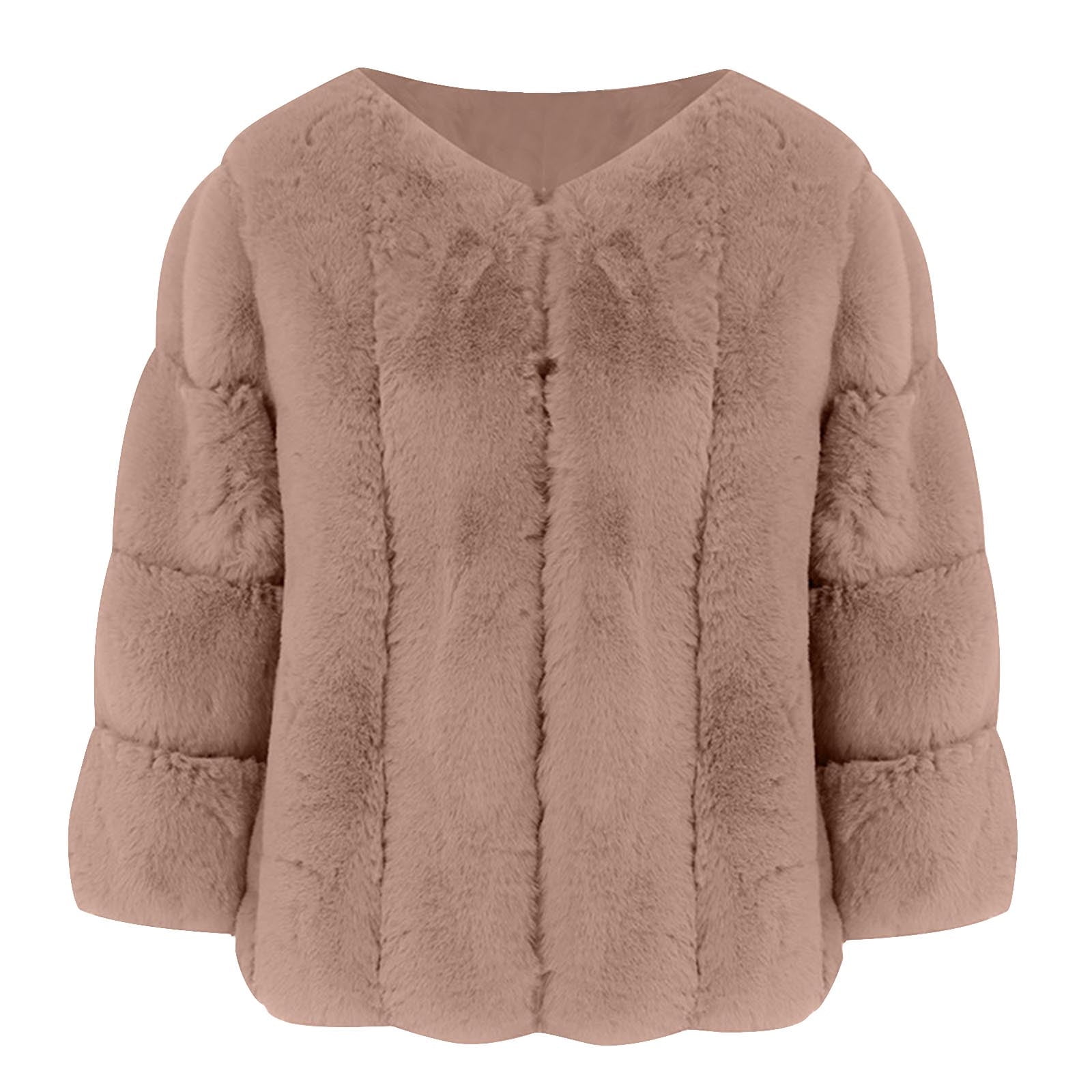 Women's Faux Fur Cropped Jacket Coat 2023 New Open Front Thicken Fleece