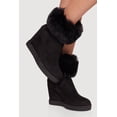 thumbnail image 1 of Women's Faux Fur Cuff Almond Toe Wedge Booties, 1 of 3