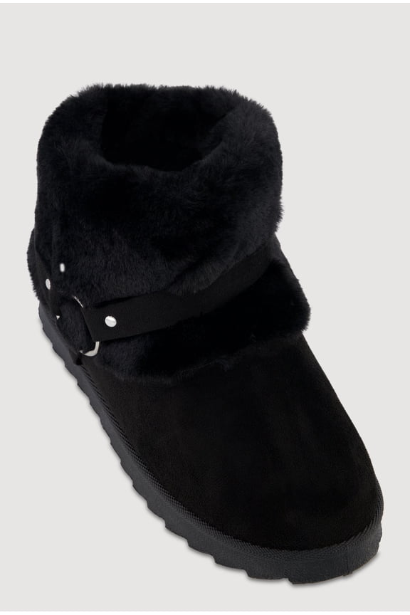 Women's Faux Fur Cuff O-Ring Harness Booties