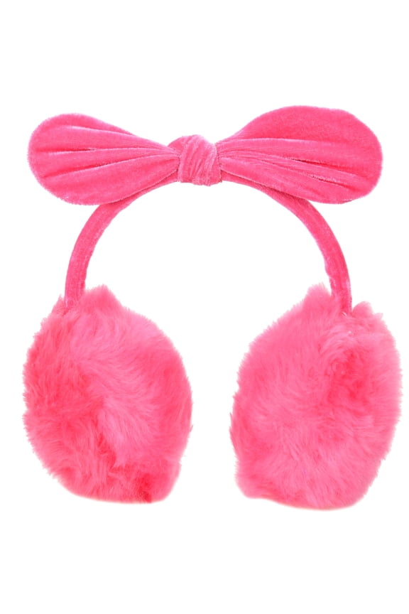 Women's Faux Fur Fleece Ear Muffs Winter Fleece Bow, Russet-Red