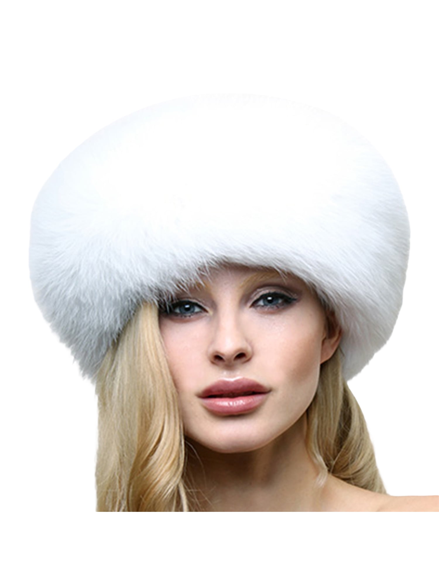 Women's Faux Fur Hat for Winter with Stretch Cossack Russian Style