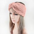 thumbnail image 1 of Women's Faux Fur Headband with Knot Design, Winter Warm Ear Warmer Headband, Soft Stretchable Head Wrap, Wide Knit Headband, Cold Weather Hair Accessory, Fashion Winter Headband - Light Pink, 1 of 9