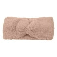 thumbnail image 1 of Women's Faux Fur Headband with Knot Design, Winter Warm Ear Warmer Headband, Soft Stretchable Head Wrap, Wide Knit Headband, Cold Weather Hair Accessory, Fashion Winter Headband - Beige, 1 of 8