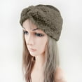 thumbnail image 1 of Women's Faux Fur Headband with Knot Design, Winter Warm Ear Warmer Headband, Soft Stretchable Head Wrap, Wide Knit Headband, Cold Weather Hair Accessory, Fashion Winter Headband - Grey, 1 of 9