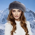 thumbnail image 1 of Women's Faux Fur Headband, Thick Warm Ear Warmer with Spliced Design, Winter Head Wrap for Cold Weather, Soft Plush Headband for Daily Wear Grey, 1 of 5