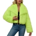 thumbnail image 1 of Women's Faux Fur Jacket Short Cropped Fluffy Coat Winter Warm Plush Outerwear Long Sleeve Fashion Party Streetwear, 1 of 6