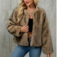 thumbnail image 1 of Women's Faux Fur Jacket Winter Warm Short Coat Fleece Outerwear with Round Neck for Ladies Casual Fashion Polyester Coats, 1 of 9
