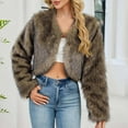 thumbnail image 1 of Women's Faux Fur Jacket Winter Warm Short Coat V-Neck Furry Fleece Outerwear for Ladies Casual Party Wear Plus Size Available, 1 of 9