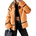 thumbnail image 1 of Women's Faux Fur Leather Patchwork Moto Jacket - Sherpa Lined Winter Coat with Zip Up, Trendy Cold Weather Outerwear, 1 of 7