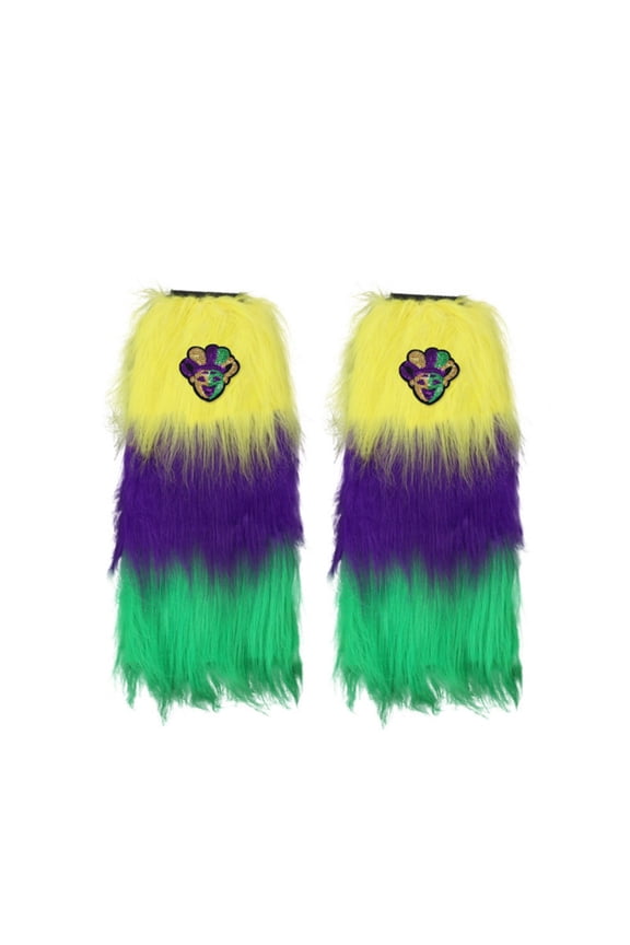 Women's Faux Fur Leg Warmers Carnival Style Plush Boot Cuffs Winter Cozy Fashion Accessories for Cold Weather Outfits Parties and Costume Wear