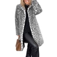 thumbnail image 1 of Women's Faux Fur Leopard Coat Winter Fall Lapel Collar FuzzyFur--Open Front Fleece Fur Jackets, 1 of 9