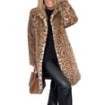thumbnail image 1 of Women's Faux Fur Leopard Coat Winter Fall Lapel Collar FuzzyFur--Open Front Fleece Fur Jackets, 1 of 9