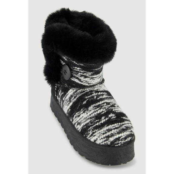 Women's Faux Fur Lined Button Loop Platform Booties