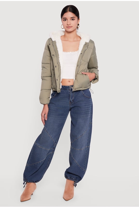 Women's Faux Fur Lined Hooded Puffer Jacket