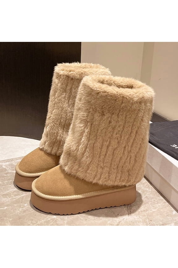 Women's Faux Fur-Lined Platform Snow Boots - Sweet Style Warm Winter Footwear