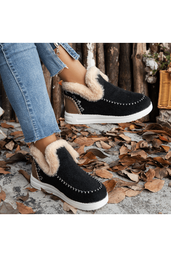 Women’s Faux Fur Lined Winter Ankle Booties – Warm Micro Suede Indoor Outdoor Snow Boots with Memory Foam, Anti-Slip Cozy Short Plush Boots, Christmas Gift for Mom or Wife