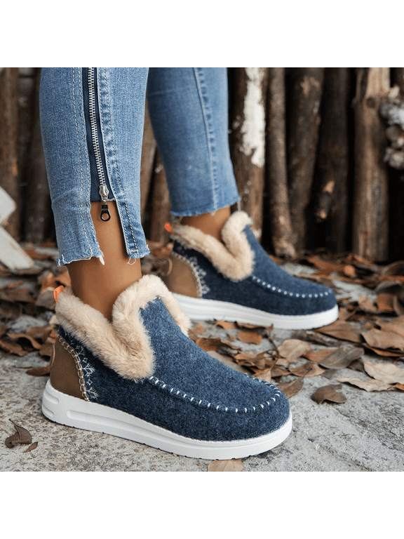 Women’s Faux Fur Lined Winter Ankle Booties – Warm Micro Suede Indoor Outdoor Snow Boots with Memory Foam, Anti-Slip Cozy Short Plush Boots, Christmas Gift for Mom or Wife