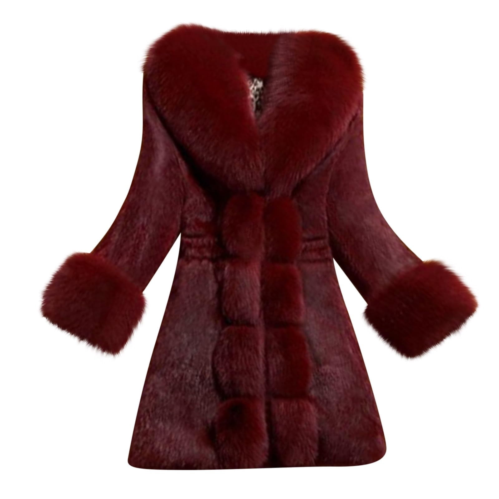 Women's Faux Fur Long Jacket Fleece Fuzzy Sherpa Warm Coat Winter Plus Size Bubble Flurry Overcoat Outwear
