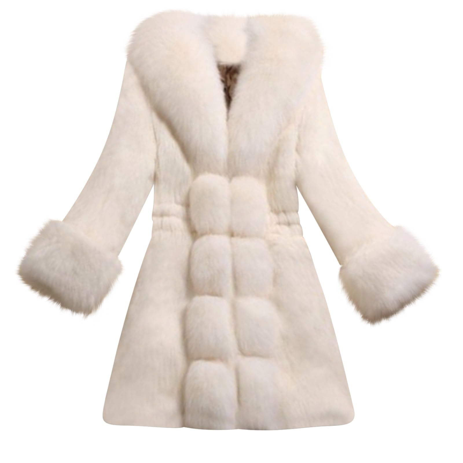 Women's Faux Fur Long Jacket Fleece Fuzzy Sherpa Warm Coat Winter Plus Size Bubble Flurry Overcoat Outwear