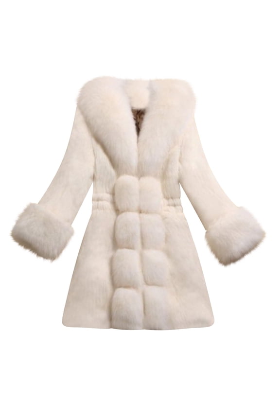 Women's Faux Fur Long Jacket Fleece Fuzzy Sherpa Warm Coat Winter Plus Size Bubble Flurry Overcoat Outwear