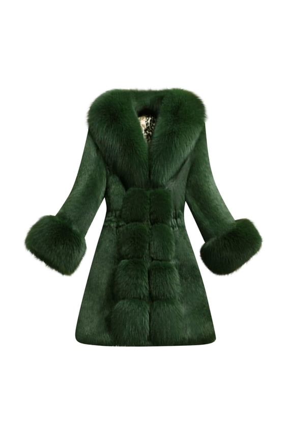 Women's Faux Fur Long Jacket Fleece Fuzzy Sherpa Warm Coat Winter Plus Size Bubble Flurry Overcoat Outwear