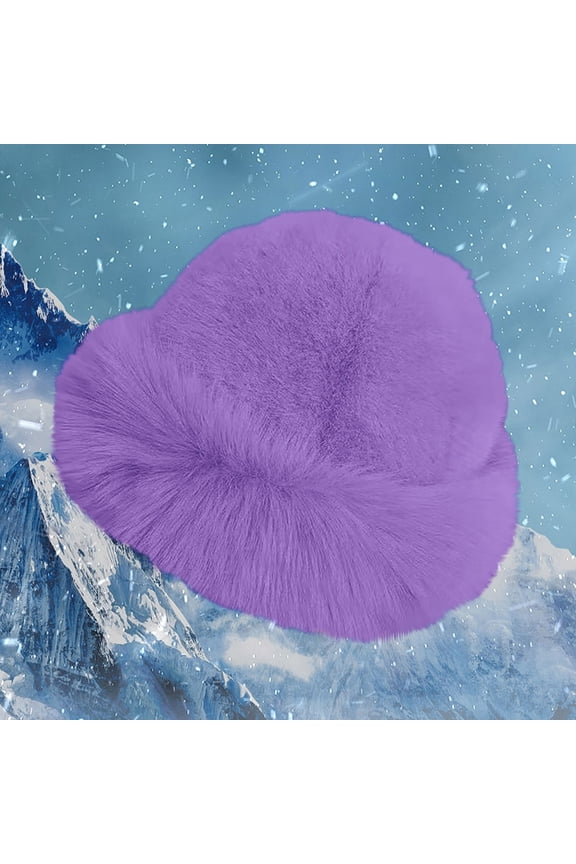 Women's Faux Fur Mongolian Hat, Thickened Winter Warm Hat, Plush Trapper Style Hat with Ear Flaps for Cold Weather, Autumn and Winter Daily Outdoor Hat Dark Purple