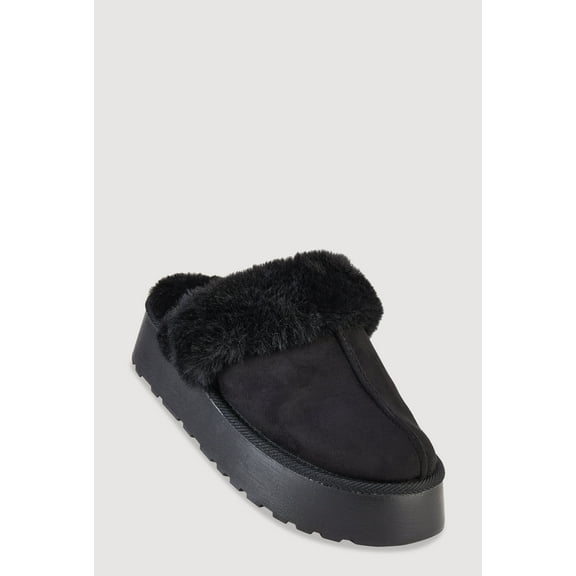Women's Faux Fur Platform Slippers