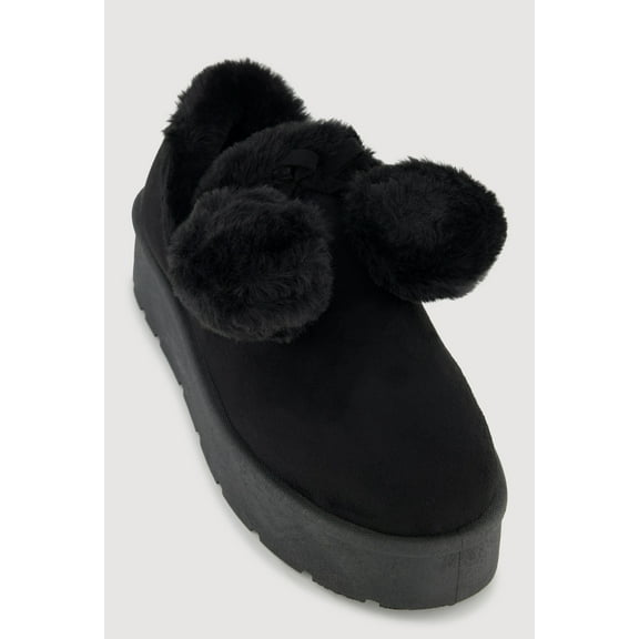 Women's Faux Fur Pom Pom Platform Clogs
