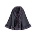 thumbnail image 1 of Women's Faux Fur Poncho Winter Shawl Cape Coat Knit Wrap Warm Fashion Cloak 2025 Gray, 1 of 2