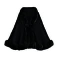thumbnail image 1 of Women's Faux Fur Poncho Winter Shawl Cape Coat Knit Wrap Warm Fashion Cloak Cardigan Black One Size, 1 of 2